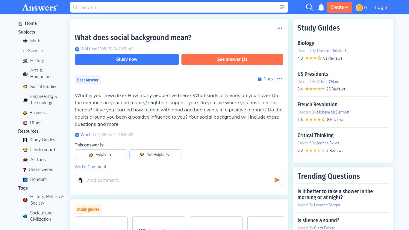 What does social background mean? - Answers